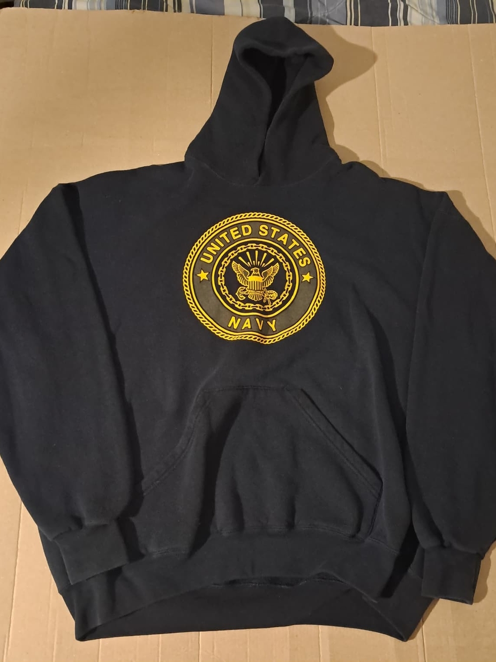United States Navy Black Hoodie with Gold Emblem
